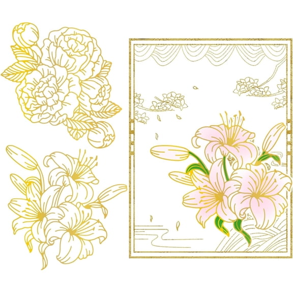 1 Set 2Pcs 2 Style Custom Carbon Steel Hot Foil Plate Metal Dies for DIY Scrapbooking Embossing oto Album Craft Making Template Flower Pattern 8.5x8.7~8.8x0.1cm