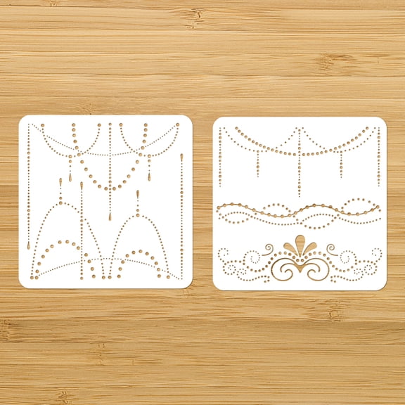 1 Set 2Pcs 2 Styles PET Hollow Out Drawing Painting Stencils for DIY Scrapbook Photo Album Necklace 300x300mm 1pc/style