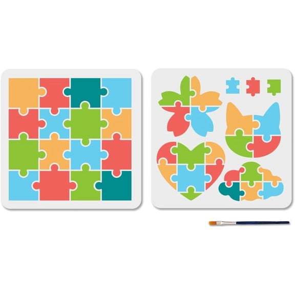 1 Set 2Pcs 2 Styles PET Hollow Out Drawing Painting Stencils for DIY Scrapbook Photo Album Puzzel 300x300mm 1pc/style