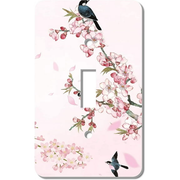 1 Set 2Pcs Acrylic Light Switch Plate Outlet Covers with Iron Screws Wall Switch Plates Decoration Rectangle Bird Pattern 115x70mm Hole: 5mm & 25x10mm