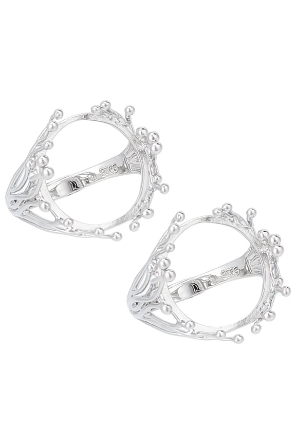 1 Set 2Pcs Adjustable Brass Finger Rings Components Oval Prong Ring Settings Platinum Tray: 19x16mm