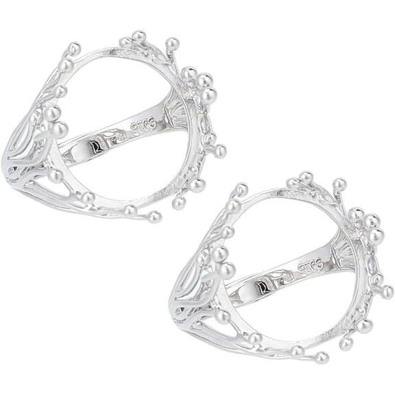 1 Set 2Pcs Adjustable Brass Finger Rings Components Platinum Tray: 19x16mm