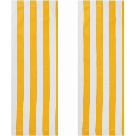 1 Set 2Pcs Beach Sling Chair Replacement Canvas 120X43cm Outdoor Chairs Cloth Replacements Yellow and White Stripes Reclining Patio Folding Chair Fabric for Sunbathing Garden Courtyard