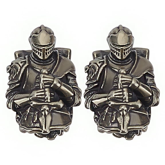 1 Set 2Pcs Brass Beads Large Hole Beads Warrior Antique Silver 24.5x16.5x13.5mm Hole: 6.5x6mm