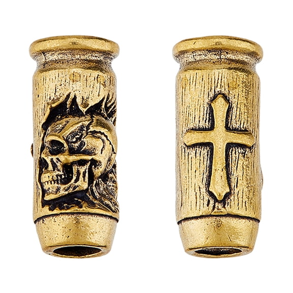 1 Set 2Pcs Brass Beads for EDC Knife String Pendant Parachute String Tool Column with Bronze 25.5x11x11.5mm Hole: 6mm and 5.5mm