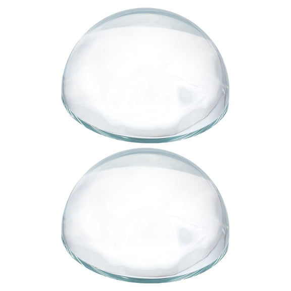 1 Set 2Pcs Glass Half Round Display Decorations for Home Desktop Decoration Clear 97x47mm