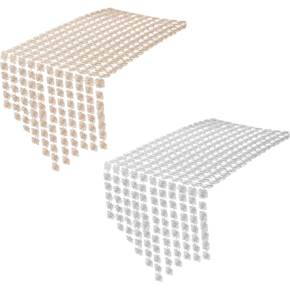 1 Set 2Pcs Home Table Runners 72x13 Inches Glitter Gold Clover Table Runner Table Decoration Mat for Kitchen Wedding Bridal Shower Decorations (Light Gold & Light Grey)