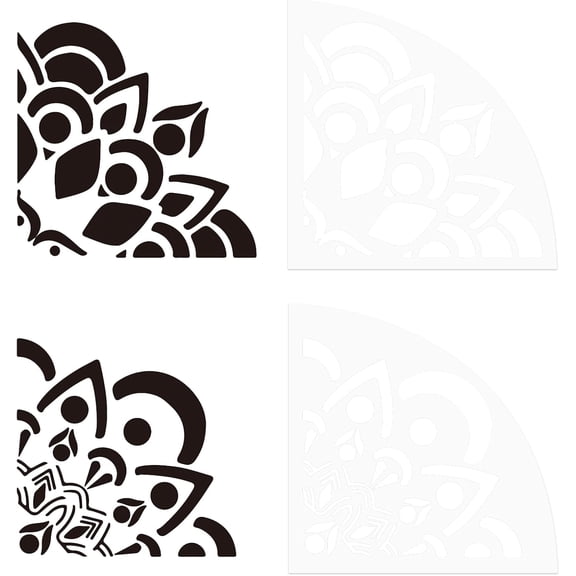 1 Set 2Pcs Mandala Stencil Reusable Art Templates Acrylic Stencil Reusable Mandala Stencils DIY Art Painting Stencils for Painting on Wood Fabric Floor Wall Crafts