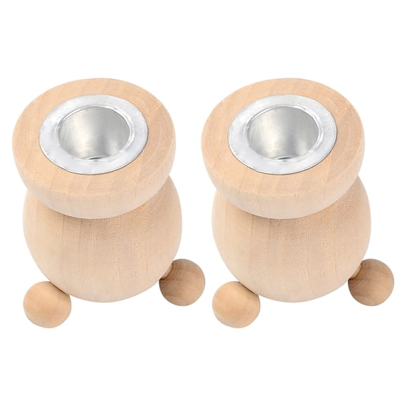 1 Set 2Pcs Natural Wooden Candle Holder Column Bisque 62x84mmDIY