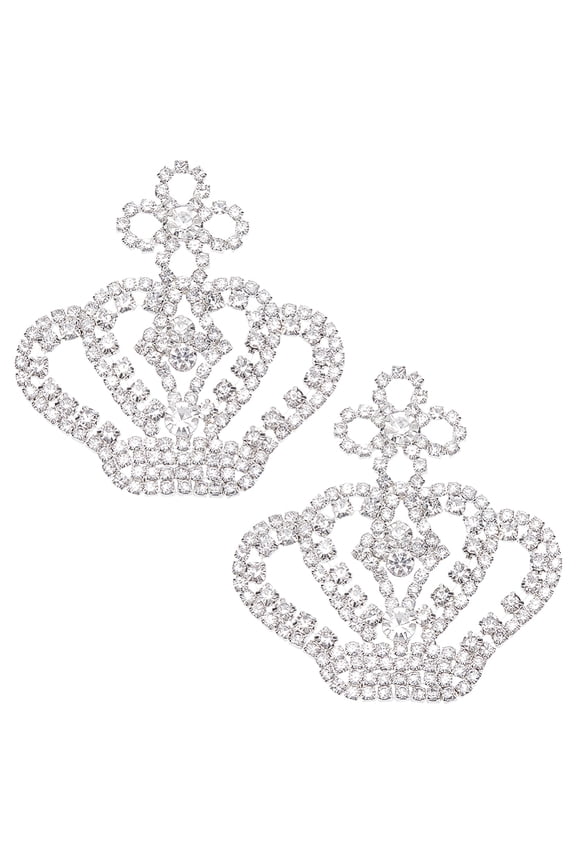 1 Set 2Pcs Rack Plating Brass Big Pendants with Rhinestone Charms Silver 50x50x4mm