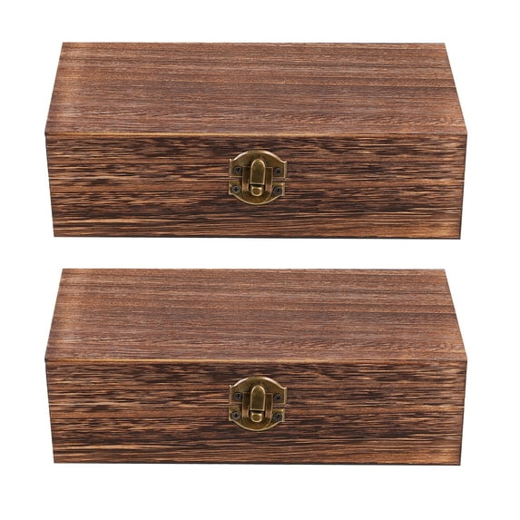 1 Set 2Pcs Retro Wooden Gift Packing Boxes Creative Oblong Gift Storage Boxes