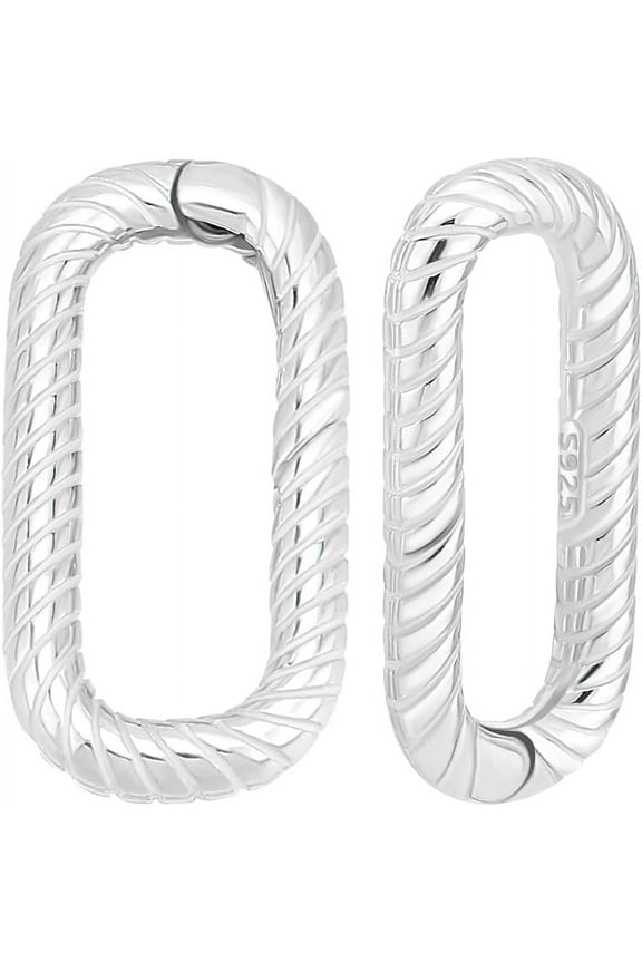 1 Set 2Pcs Small Oval Spring Clasp 925 Sterling Silver Spring Gate Ring Lock Connector for Bracelet Pendant Jewelry Making