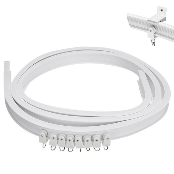 1 Set 2m/78.74'' Ceiling Curtain Track, Curved Curtain Track, Wall Mount Curtain Rail for L Shape U Shape Bay for Window