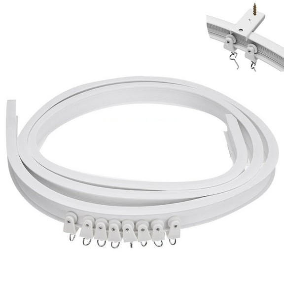 1 Set 2m/78.74'' Ceiling Curtain Track, Curved Curtain Track, Wall Mount Curtain Rail for L Shape U Shape Bay for Window