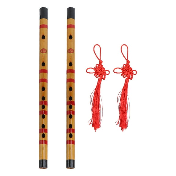Dizi Flute Traditional Chinese Musical Instrument for Beginners Kids Students with Key and Decorative Knot