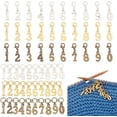 thumbnail image 1 of 1 Set 3 Colors Alloy Number Charm Knitting Row Counter Chain with Brass Rings and Lobster Clasp Stitch Markers for Tracking Project Progress diy, 1 of 5