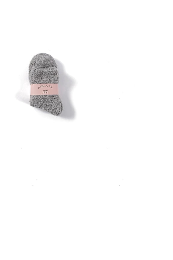 1 Set 3 Pairs Polyester Fur Knitting Socks Winter Warm Thermal Socks Slate Gray 250x70mm