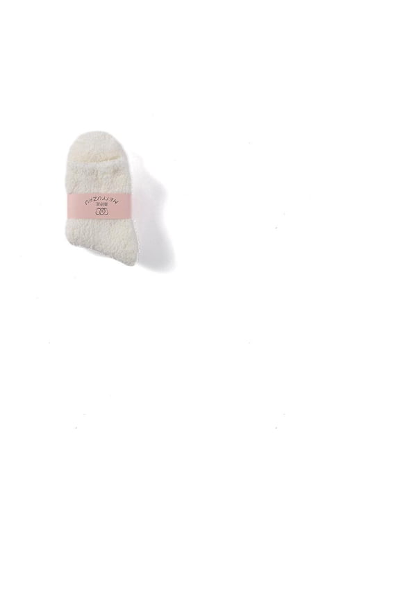 1 Set 3 Pairs Polyester Fur Knitting Socks Winter Warm Thermal Socks White 250x70mm
