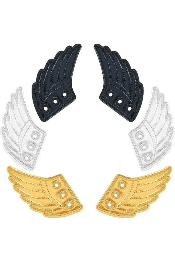 1 Set 3 Pairs Shoe Wings Accessory Shoes Decorations Lace in Wings Angel Silver Gold Black Fabric Lace Decoration Charm for DIY Shoes Craft Skates Sneakers Running Shoes