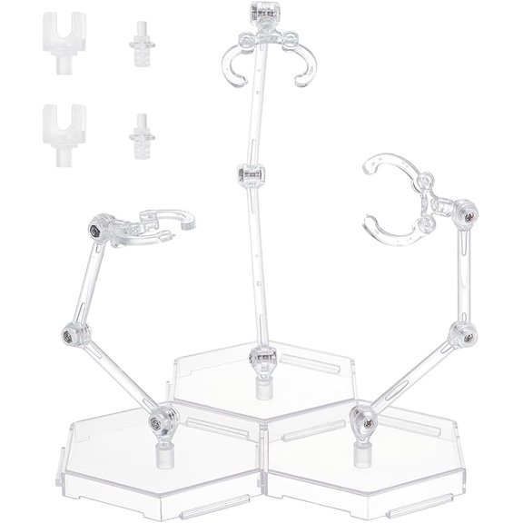 1 Set 3 Pcs Action Figure Stand Clear Assembly Action Figure Display Holder Splicable Hexagon Base Model Support Stand Miniature Model Bases Compatible with HG RG SHF 1/144 Figures