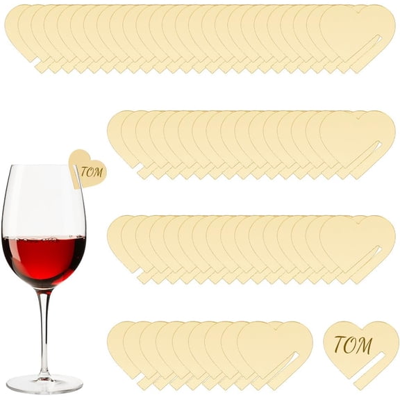 1 Set 3 Sets Acrylic Wine Glass Charms Blank Goblet Marker Heart 39.5x42x0.5mm 30pcs/set