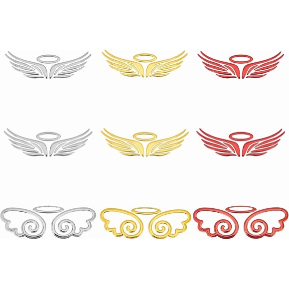 1 Set 3 Styles Angel Wings Car Decals Reflective Wing Sticker Sets Plastic Wing Decals 3D Angel Wings Emblem Auto Car Badge Decals for Cars Motorcycle Car Window