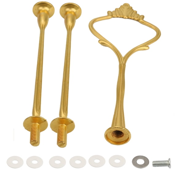 1 Set 3 Tier Tiered Tray Hardware Kits,Metal Cake Plate Stand Fitting Stacking Kit,Cake Plate Stand Handle Fitting Hardware Rod Holder,Dessert Serving Tray Stand,Cupcake Plate Fitting Holder,Gold