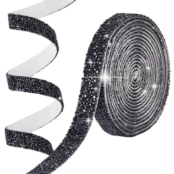 1 Set 3 Yards Self-adhesion Resin Rhinesatone Hotfix Rhinestone Jet 15x2.5mm