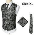 thumbnail image 1 of 1 Set / 3 piece Formal Men Vest Suit Waistcoat Set Wedding Casual Vest Printed Pattern Chest Tie-Silver&39.3inch/426cm, 1 of 7