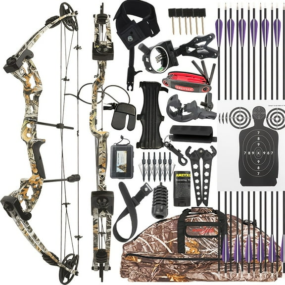 1 Set Of 30-55 Lb Composite Bow Set Outdoor Hunting And Target Practice Adult Bow Set - Complete Set, Ready to Use Archery Equipment, Righthanded Bow, Reinforced Limbs, Highperformance Bow
