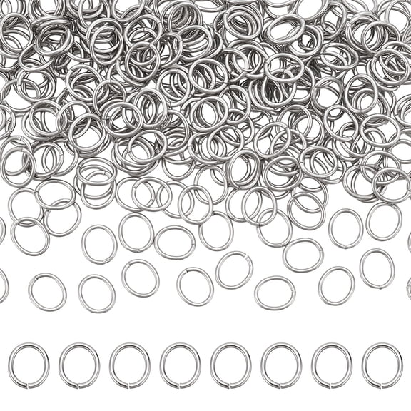1 Set 300Pcs 304 Stainless Steel Open Jump Rings Oval Stainless Steel Color 10x8.5x1.2mm 17 Gauge Inner Diameter: 7.5x6mm
