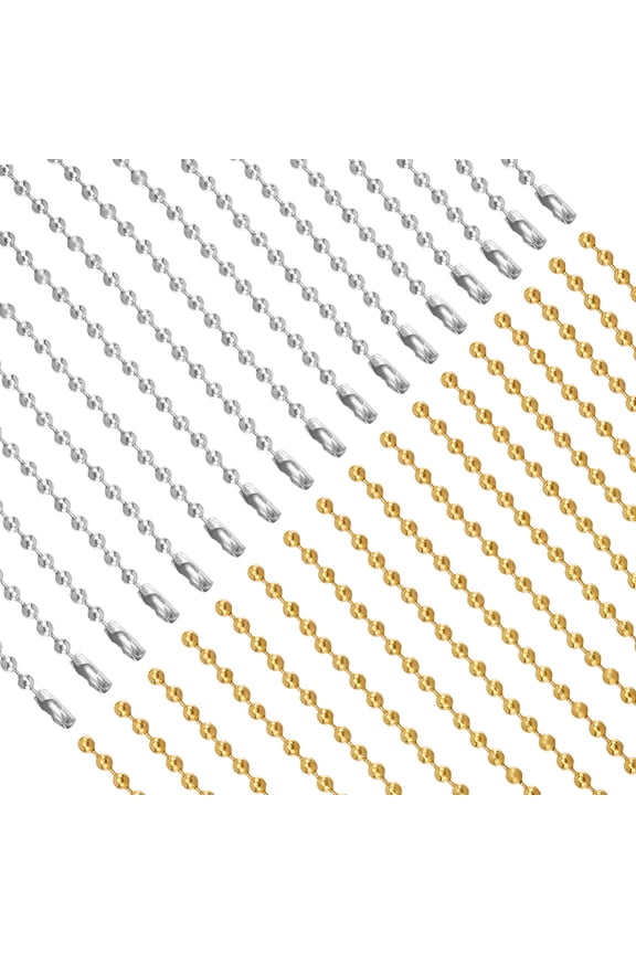 1 Set 30Pcs 2 Colors Iron Ball Chain Necklace Making Platinum & Golden 23.43 inch(59.5cm) 2.5mm 15pcs/colorDIY