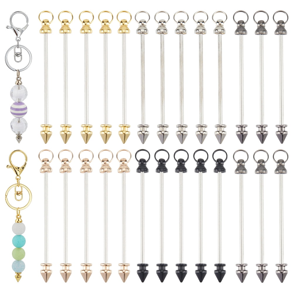 1 Set 30Pcs 5 Colors Alloy & Iron Beadable Keychain Bar Mixed Color 87 ...