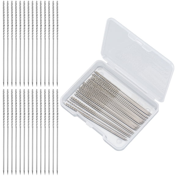 1 Set 30Pcs Carbon Steel Beading Needles Stainless Steel Color 6.2x0.08cm