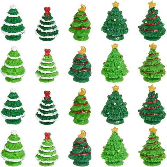 1 Set 30Pcs Christmas Resin Miniatures Mini Christmas Trees Miniature Christmas Tree Small Xmas Tree Landscape Tiny Christmas Figurines for Home Office Desk Holiday Party Favors Decorations