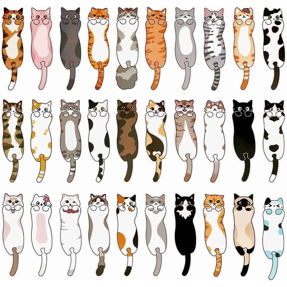 1 Set 30Pcs Cute Paper Cat Bookmarks Mixed Color 145x40x0.5mm