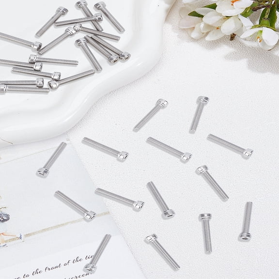 1 Set 30Pcs M4 304 Stainless Steel Hex Screws Socket Head Cap Screws Stainless Steel Color 29x4mm