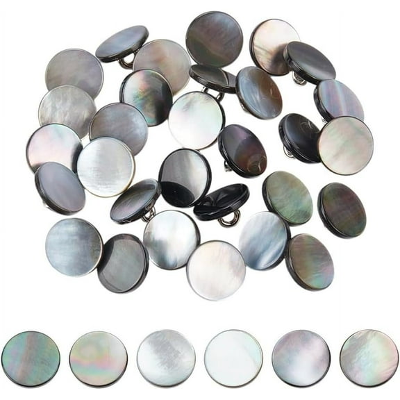 1 Set 30Pcs Shell Shank Buttons 11mm Black Shank Button Mother of Pearl Buttons with Shank Natural Pearl MOP Buttons Shirt Shell Buttons for Costumes Sewing DIY Crafts Crochet Ornament