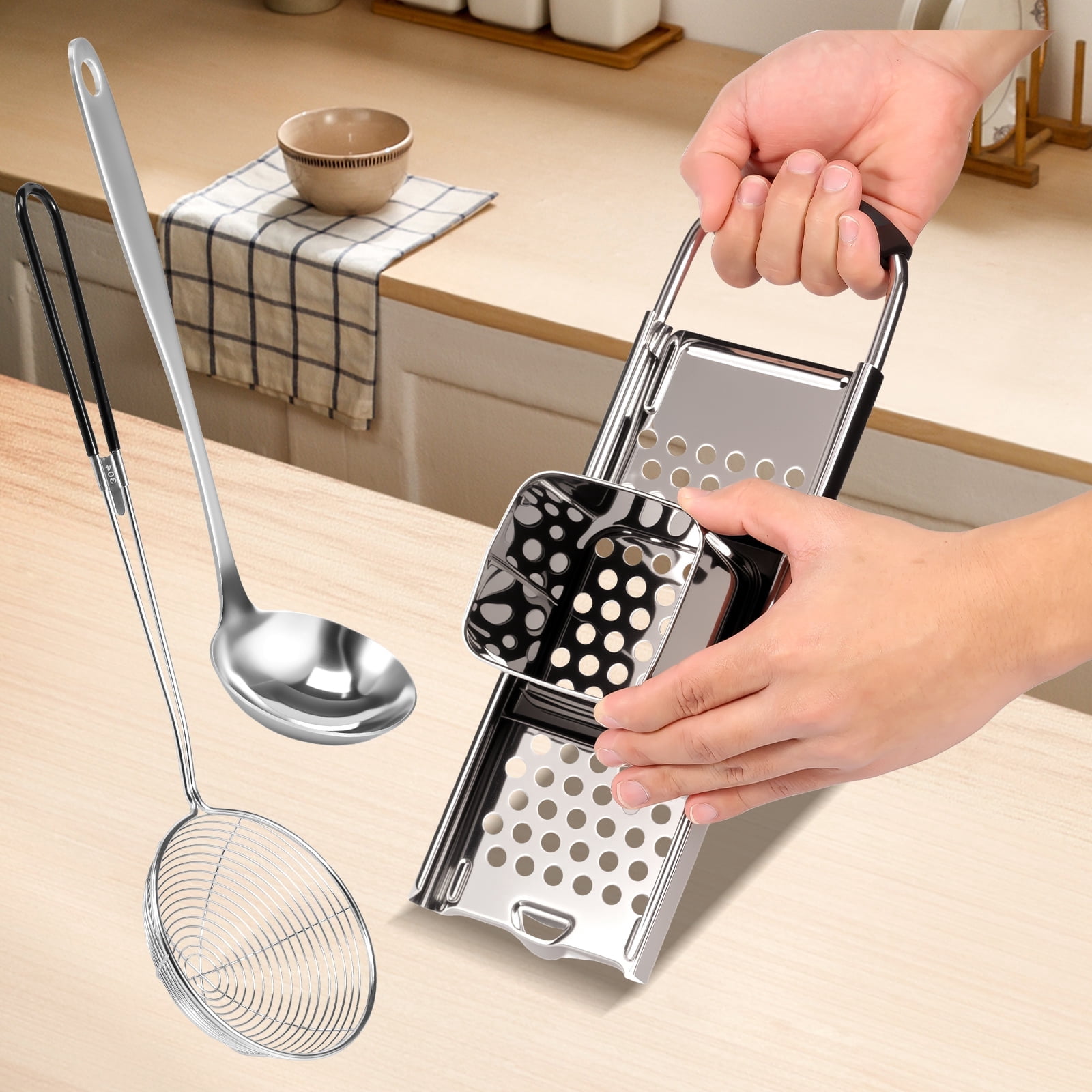 Rvs Spaetzle Maker Deksel met Schraper Traditionele Duitse Ei Noodle