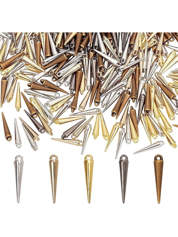 1 Set 320 Pcs Cone Shapes Spike Charms 5 Colors CCB Plastic Charms Punk Style Cone Charms Ornaments for DIY Necklace Earrings Jewelry Making Craft