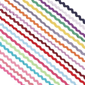 1 Set 34Pcs 17 Colors Polyester Wavy Lace Ribbon Wave Bending Lace Trim Clothes Accessories Curtain Decoration Mixed Color 1/8~1/8 inch(3~4.5mm)