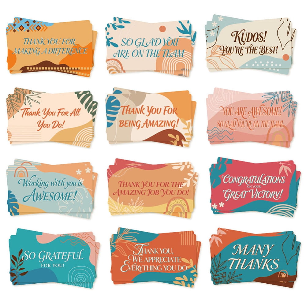 1 Set 360 Sheets 12 Styles Thank You Greeting Cards for Mother's Day Valentine's Day Birthday Thanksgiving Day Word 90x50mm 30 sheets/style