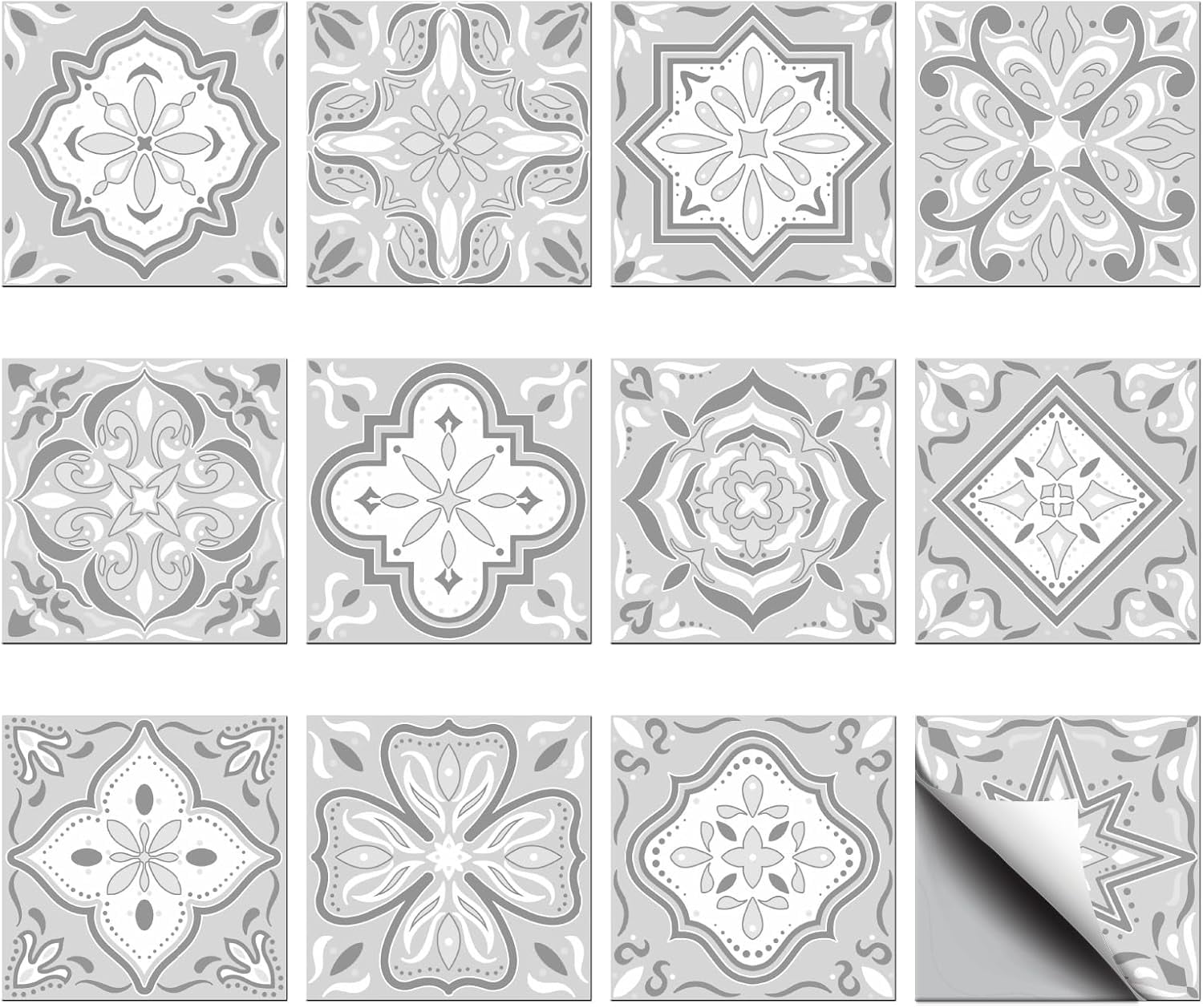 36 Pcs Mediterranean Mandala Peel & Stick Tile Stickers - 4x4 Inch Waterproof Backsplash Decals For Kitchen, Bathroom - View #7