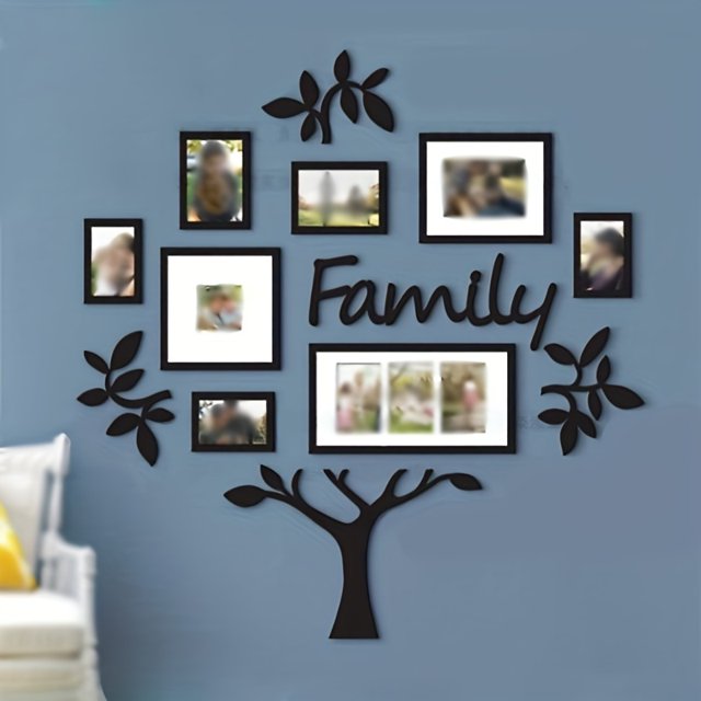 1 Set 3D Acrylic Wall Sticker, Family Tree Picture Frame Wall Decals