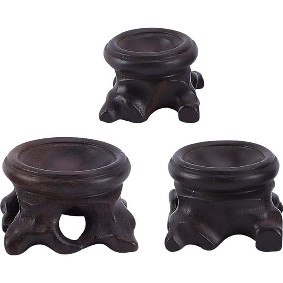1 Set 3Pcs 3 Style Wood Crystal Ball Display Pedestal Round Display Stand Stone Collection Display Standfor Crystal Diamond ball