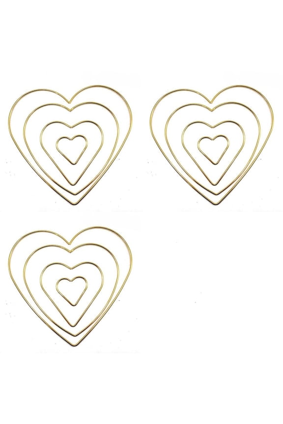 1 Set 3Pcs 3 Styles Golden Tone Iron Hoops Macrame Ring for Crafts Heart 50~150mm 1pc/style