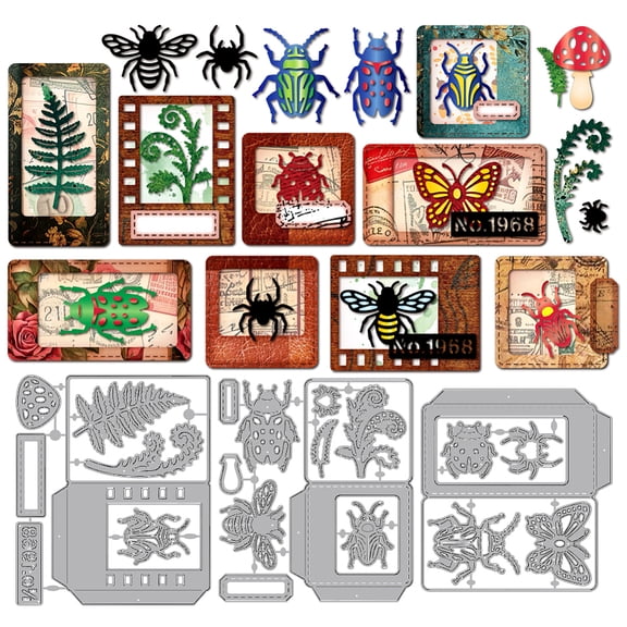 1 Set 3Pcs 3 Styles Insects Theme Carbon Steel Cutting Dies Stencils for DIY Scrapbooking Photo Album Decorative Embossing Paper Card Insects