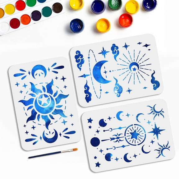 1 Set 3Pcs 3 Styles Ocean Theme PET Hollow Out Drawing Painting Stencils for DIY Scrapbook oto Album Wave Sun 210x297mm 3pcs/set