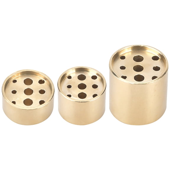 1 Set 3Pcs Light Gold Brass Incense Burner Holder 3 Style Cylindrical Incense Holder Flat Round Incense Sticks Burner Golden Incense Cone Burner for Indoor Outdoor Use