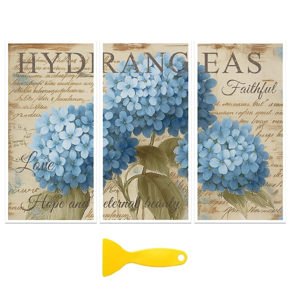 1 Set 3Pcs PVC Waterproof Decorative Stickers Self Adhesive Decals for Furniture Decoration Hydrangea 300x150mm